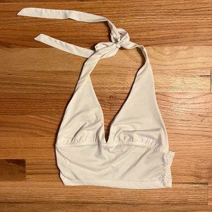 Garage White Y2K Backless Halter Top